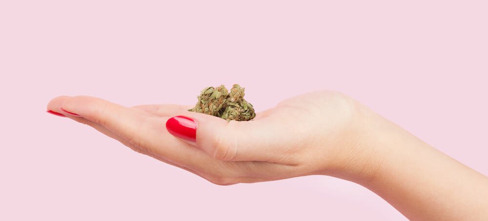 Woman’s hand holding a marijuana nugget